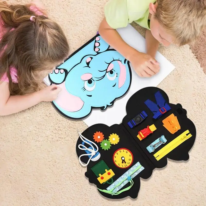 Sensory Board For Kids Preschool Learning Fine Motor Skills Toys Educational Travel Toy Animal Sensory Board With Shoelaces