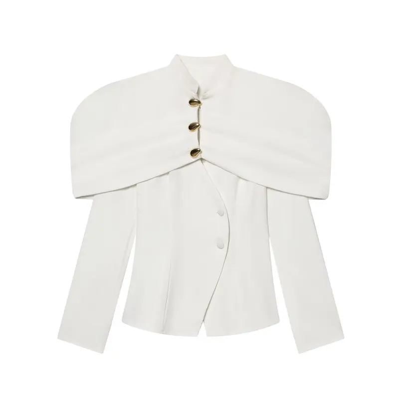 Winter 2025 Women's Tailored Waist-Cinching Suit Jaet Design Sensation Fraance Sle Long Sve Button Closure Commute S...