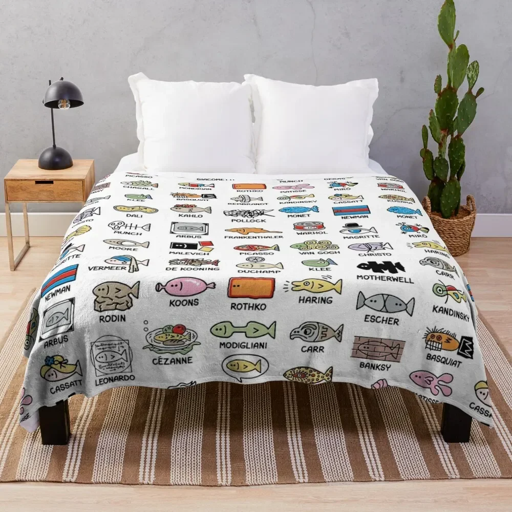 

art school of fish (composite) Throw Blanket Heavy funny gift Summer Polar Blankets