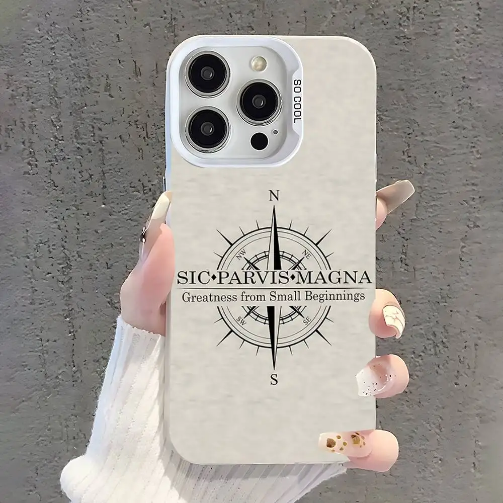 Custodia per telefono Sic Parvis Magna Uncharted per iPhone 17,16,15,14,13,12,11,Pro,XS,Max,Plus,Mini,SE Cover antiurto opaca bianca caramella