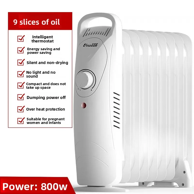 سخان مشعاع صغير مملوء بالزيت للمنزل، سخان مساحة كهربائي مع منظم حرارة ذكي، تسخين صامت وحماية من الأطراف