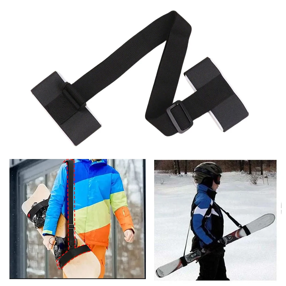 

Ski Board Pole Shoulder Strap Snowboards Hand Carrier Handle Straps Nylon Adjustable Sled Strap Hook Loop Protecting Black
