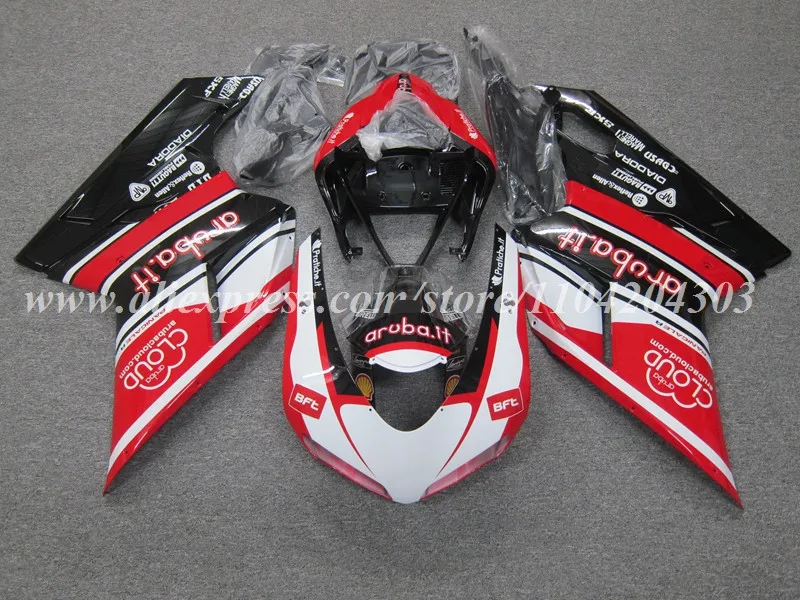 4Gifts New ABS Motorcycle Whole Fairings Kit Fit For Ducati 848 evo 1098 1198 Bodywork Set Custom Black Red it