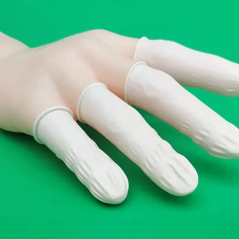 100Pack Disposable Finger Cover Rubber Gloves Non-slip Anti-static Latex Finger Cot Fingertip Protector Thumb Sleeve Glove