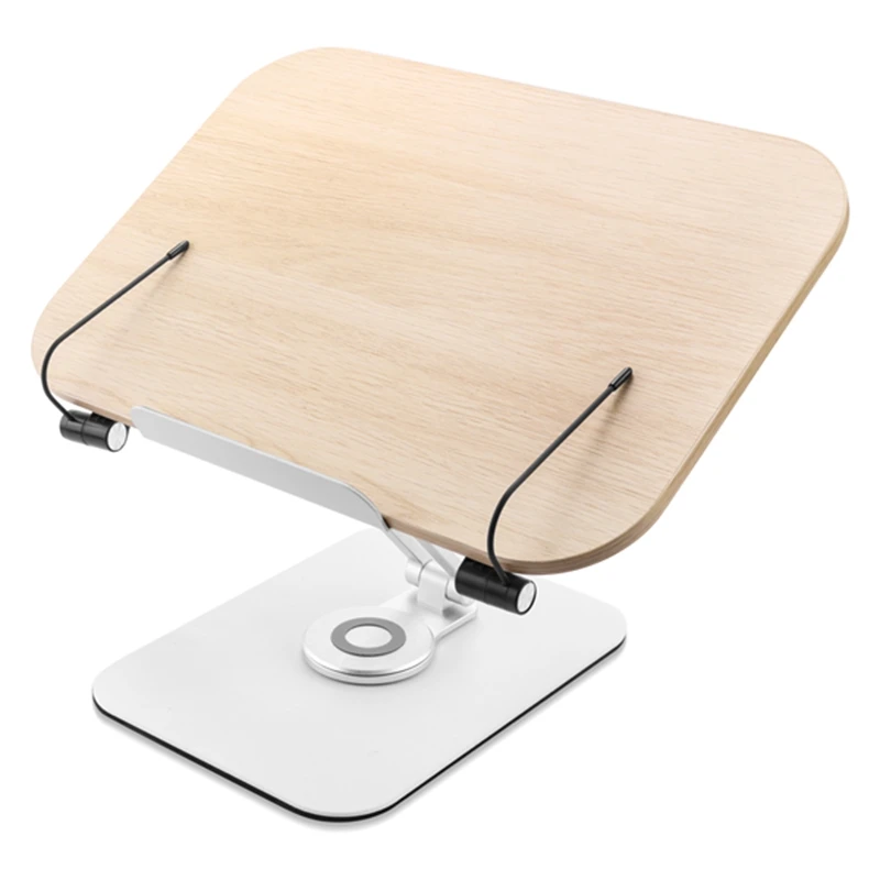 

Book Stand Foldable Desktop Holder For Reading,With 360° Rotating Base & Page Clips