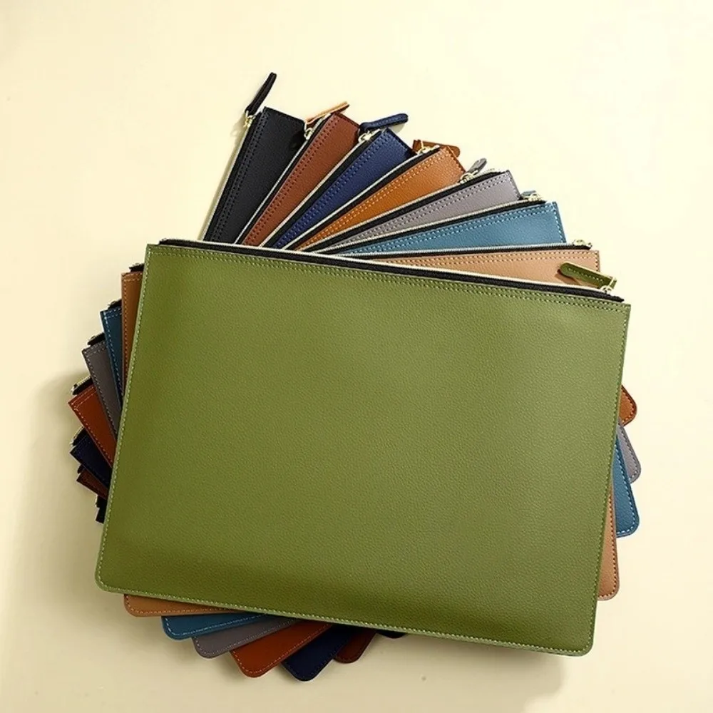 2025 A4 Business Briefcase with Zipper Multiple Colors Tablet Bag Waterproof PU Leather Slim Tote Bag Professional Use