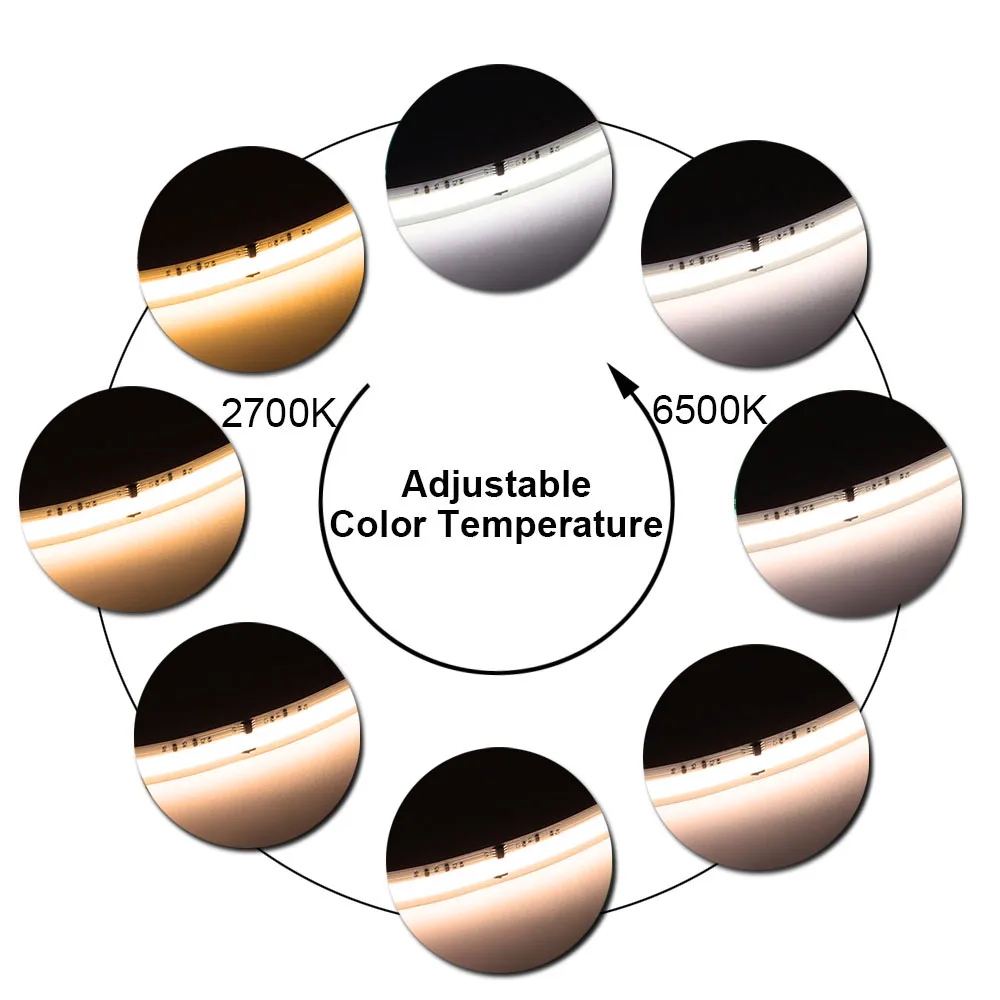 WS2811 IC ct pasek COB LED SPI 2700K do 6500K z regulowaną temperaturą barwową adresowalny FOB o wysokiej gęstości taśma oświetlająca RA90 DC24V