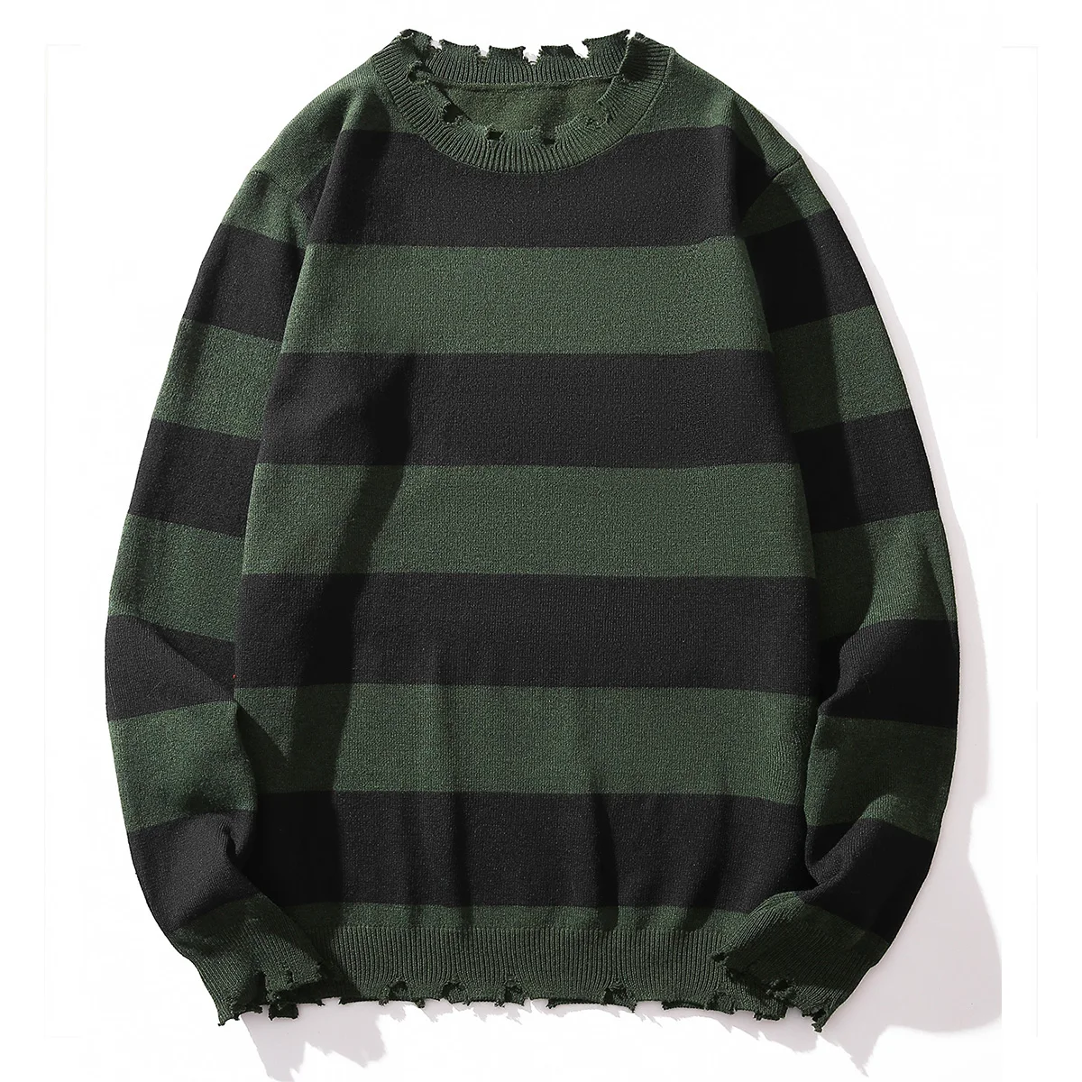 Men's New Autumn and Winter Warm Knitwear, Pullover Striped Knit Sweater