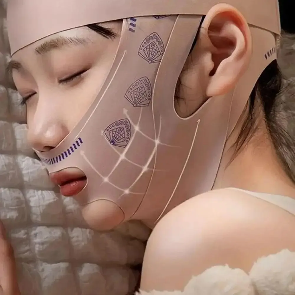 Máscara de Dormir Ajustable para Esculpir el Rostro, Correa Elástica Adelgazante, Máscara Reafirmante y Tensora, Transpirable, para el Cuidado de la Piel, Máscara Moldeadora de Línea V