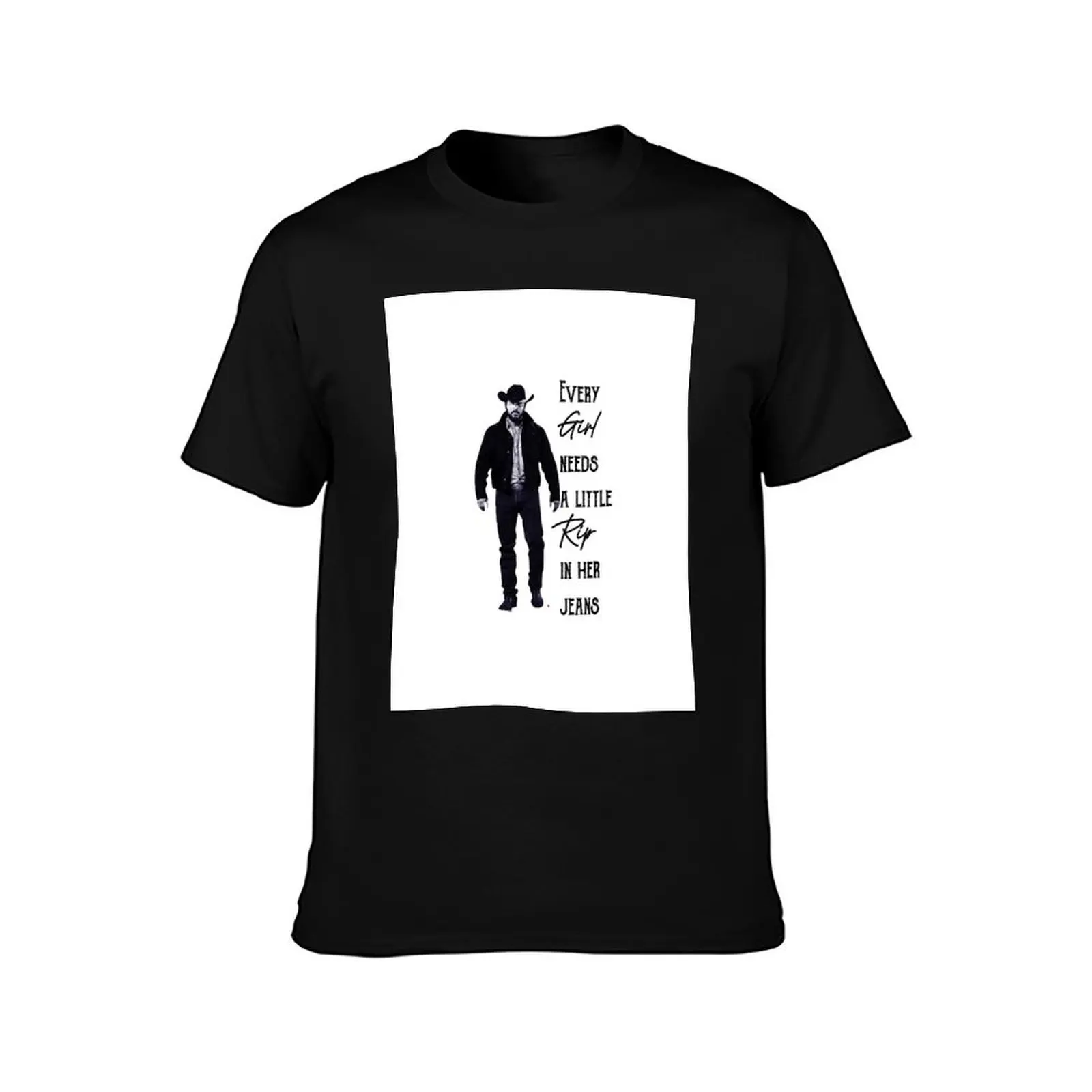 Every girl needs a little rip in her jeans For fans of Yellowstone and Dutton Ranch T-Shirt Non-Shrink Basic Cotton T-Shirt