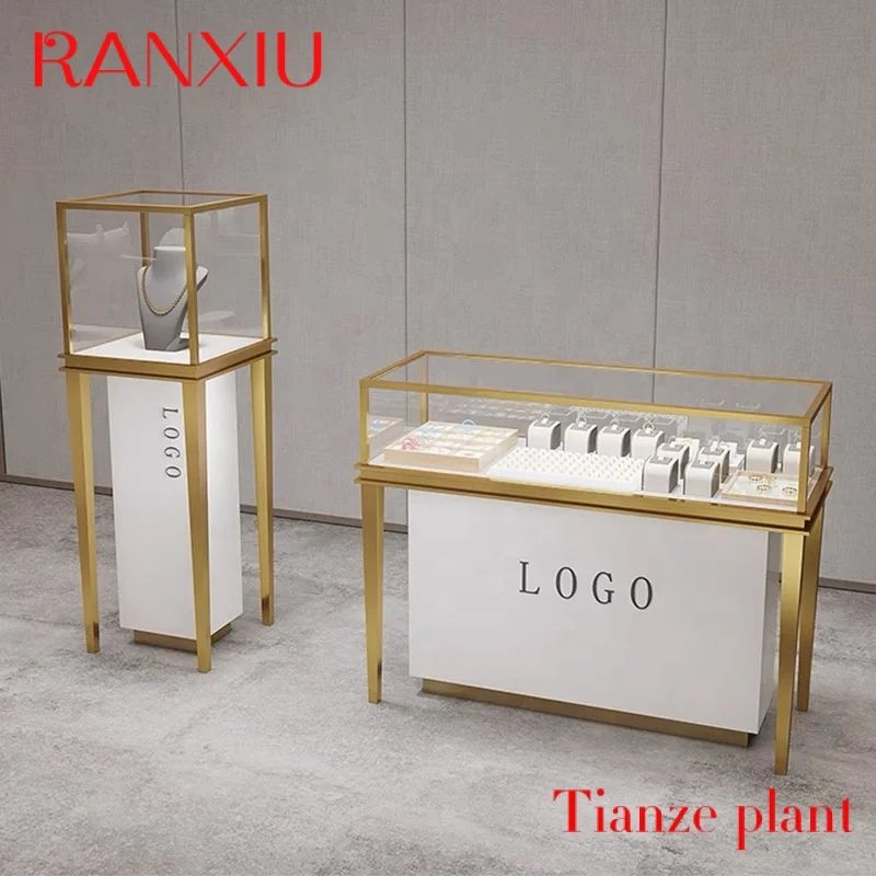 CustomJewellery Shop Interior Design Jewelry Store Decoration Luxury Jewelry Counter Glass Display Showcase Cabinet Set