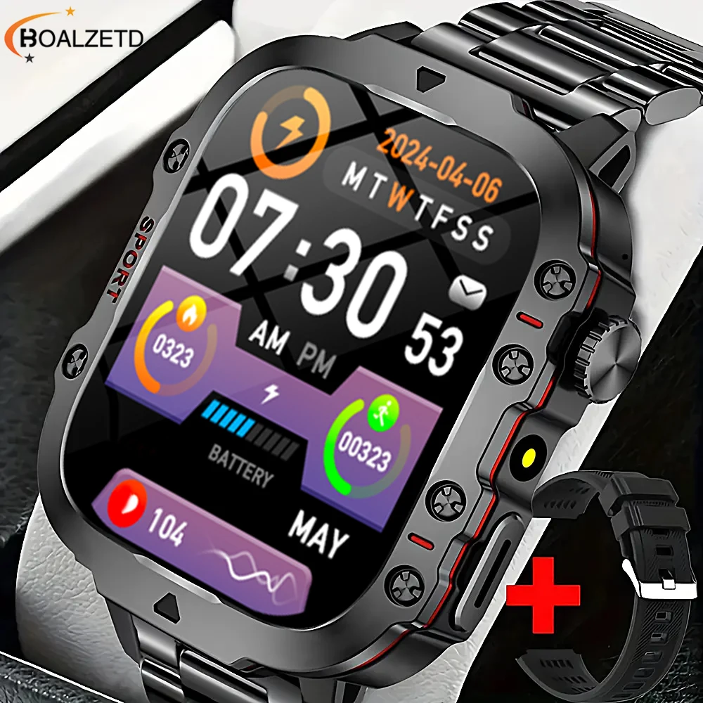 جديد وعرة ساعة ذكية الرجال الساعات الرياضية في الهواء الطلق 1.81 "شاشة BT دعوة Smartwatch AI صوت الرجال الرياضة سوار مقاوم للماء الرجال