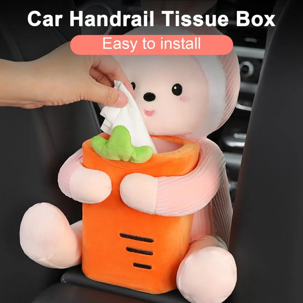 

Creative Tissue Holder Armrest Box Plastic Storage Garbage Can Cartoon Car Cute Plush Tissue Box Auto Seat Hanging Type