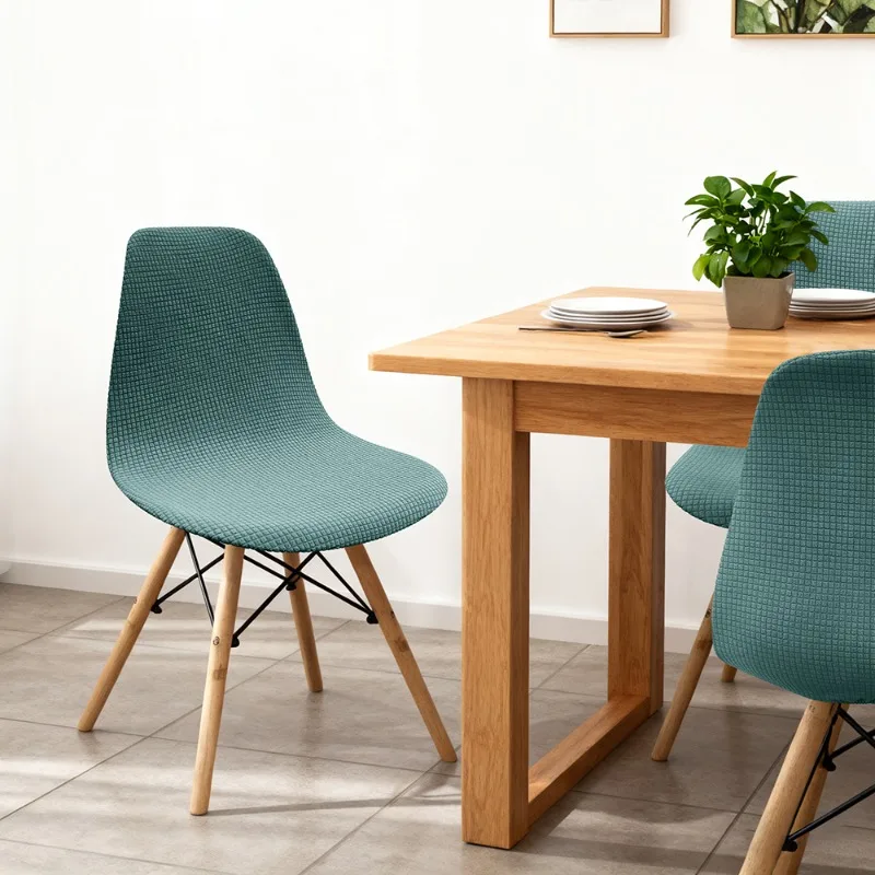 2026 مقاوم للماء الجاكار شل غطاء كرسي تمتد قابل للغسل قصيرة الظهر كرسي يغطي غرفة الطعام مقعد يغطي غرفة المعيشة في الفندق #3