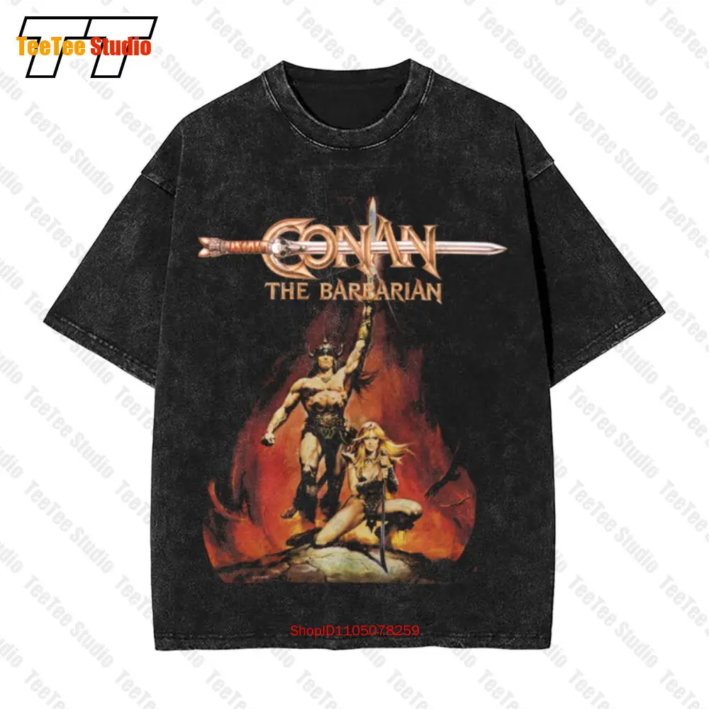 Sorcery Sword Adventure Film Conan el bárbaro trae It Vintage camiseta de gran tamaño QJ4I