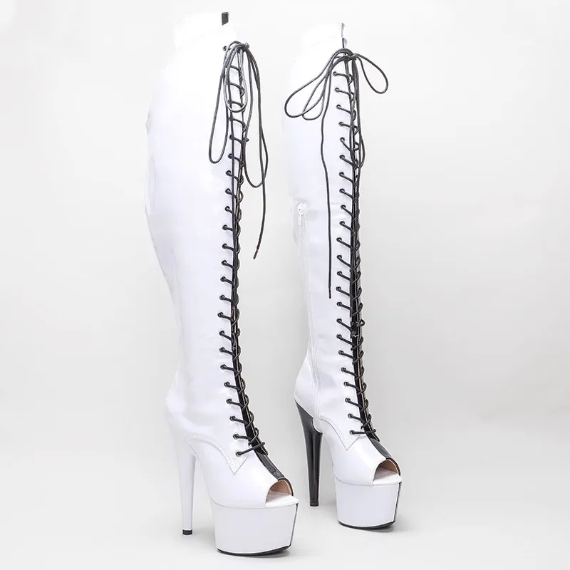 LAIJIANJINXIA New 17CM/7Inch PU Upper Women's Platform Party High Heels Modern Knee-High Boots Pole Dance Shoes 125