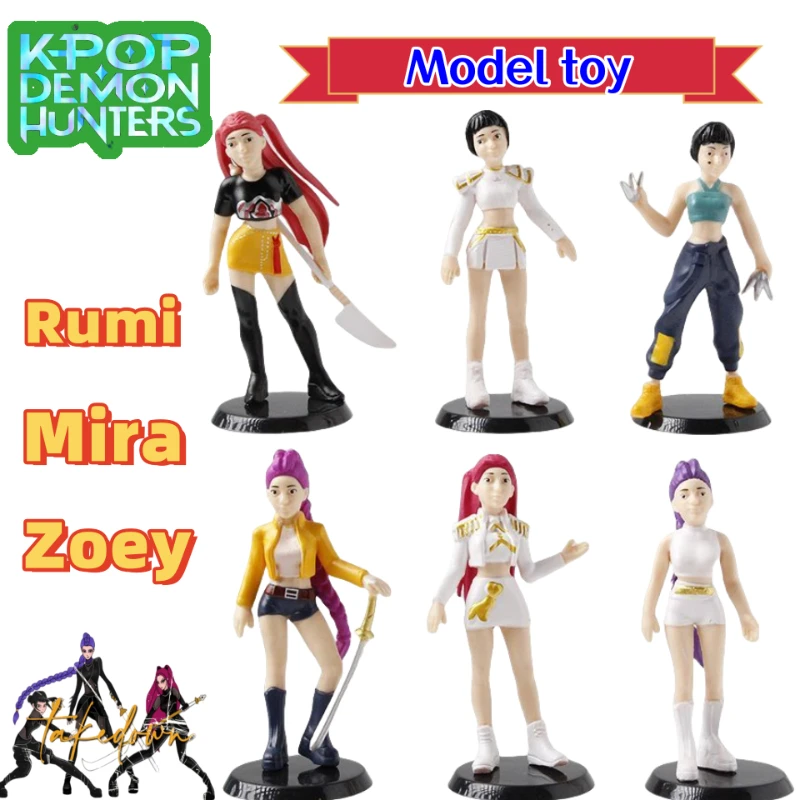 

KPop Demon Hunters Rumi Mira Abby Saja Anime Peripheral Creative Cartoon Model Toys for Boys and Girls Desk Decoration Figurines