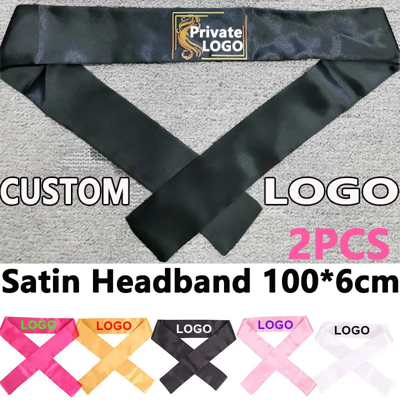 Satin Wrap Scrap 2Pcs Soft Laid Edges Headband Silky Satin Edge Scarfs 100cm*6cm Long Satin Edge Ties For Hair Wigs