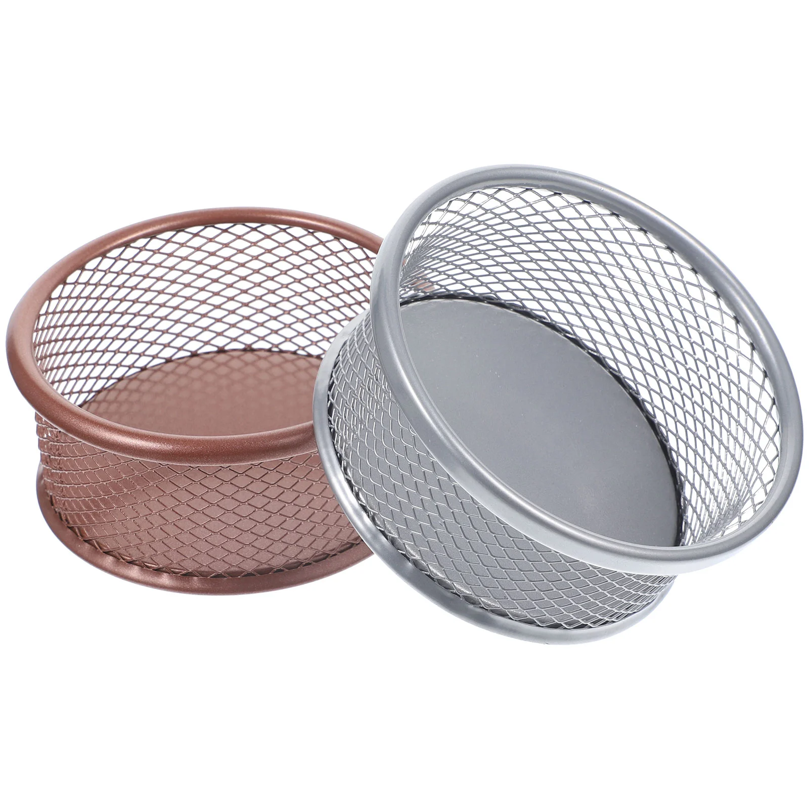 2 Pcs Storage Bucket Office Paperclips Desktop Mesh Dispensers Metal Holders for Sundries