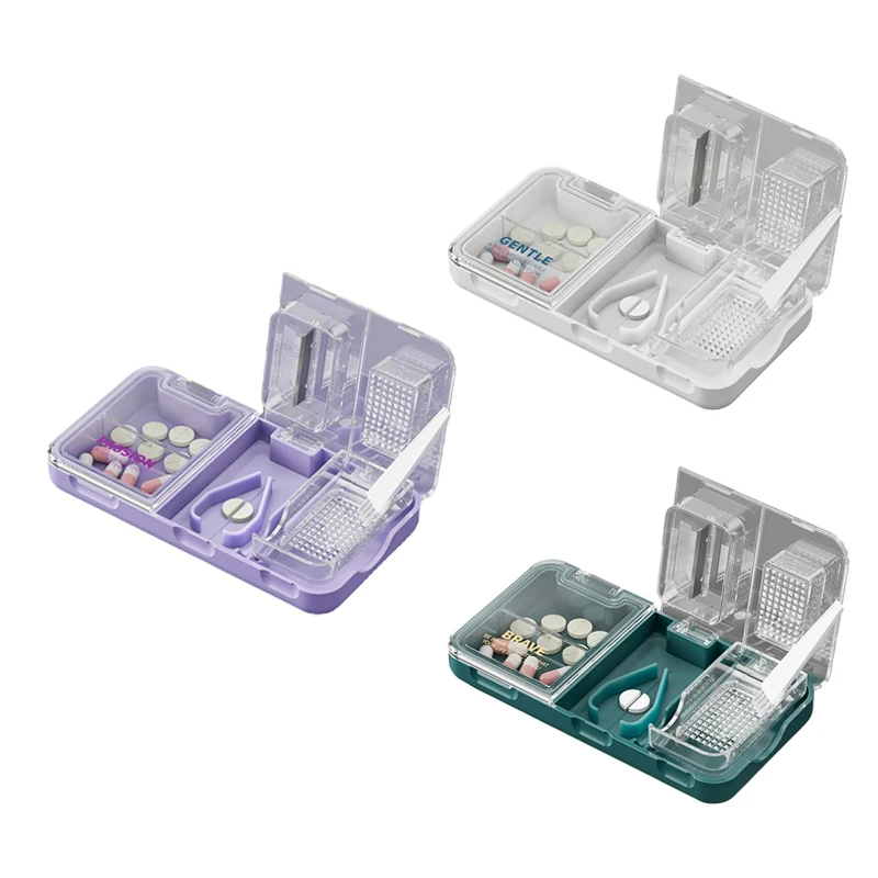 The Three-In-One Tablet Cutter Dispenser Medicine Box Grinder Is Dust-Proof And Moisture-Proof Suitable For Outdoor And Home Use