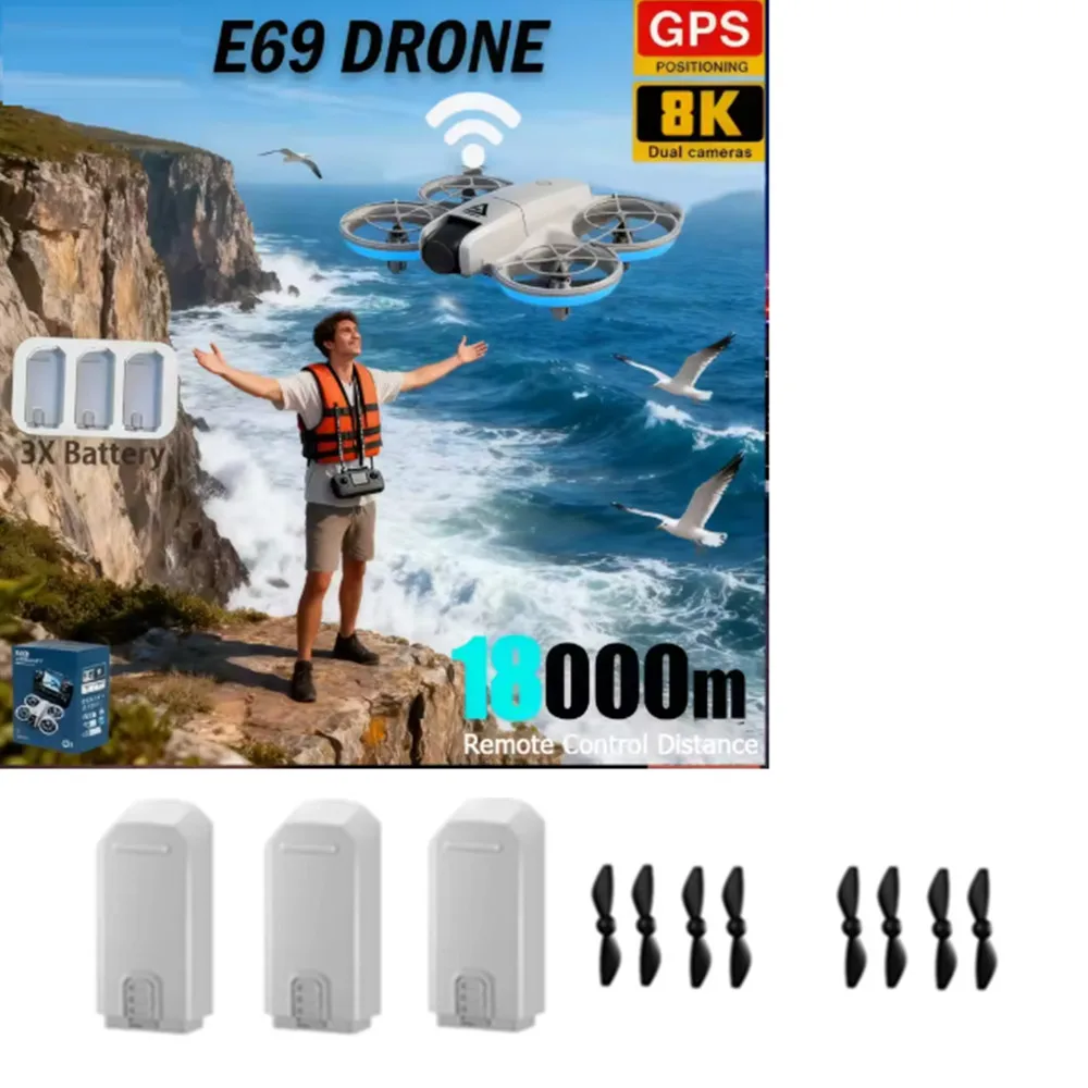 E69 Max Drone Battery 3.7v 500mAh Li-Poly / Propeller Blade / For E69 Max Drone Accessory E69 Drone Parts