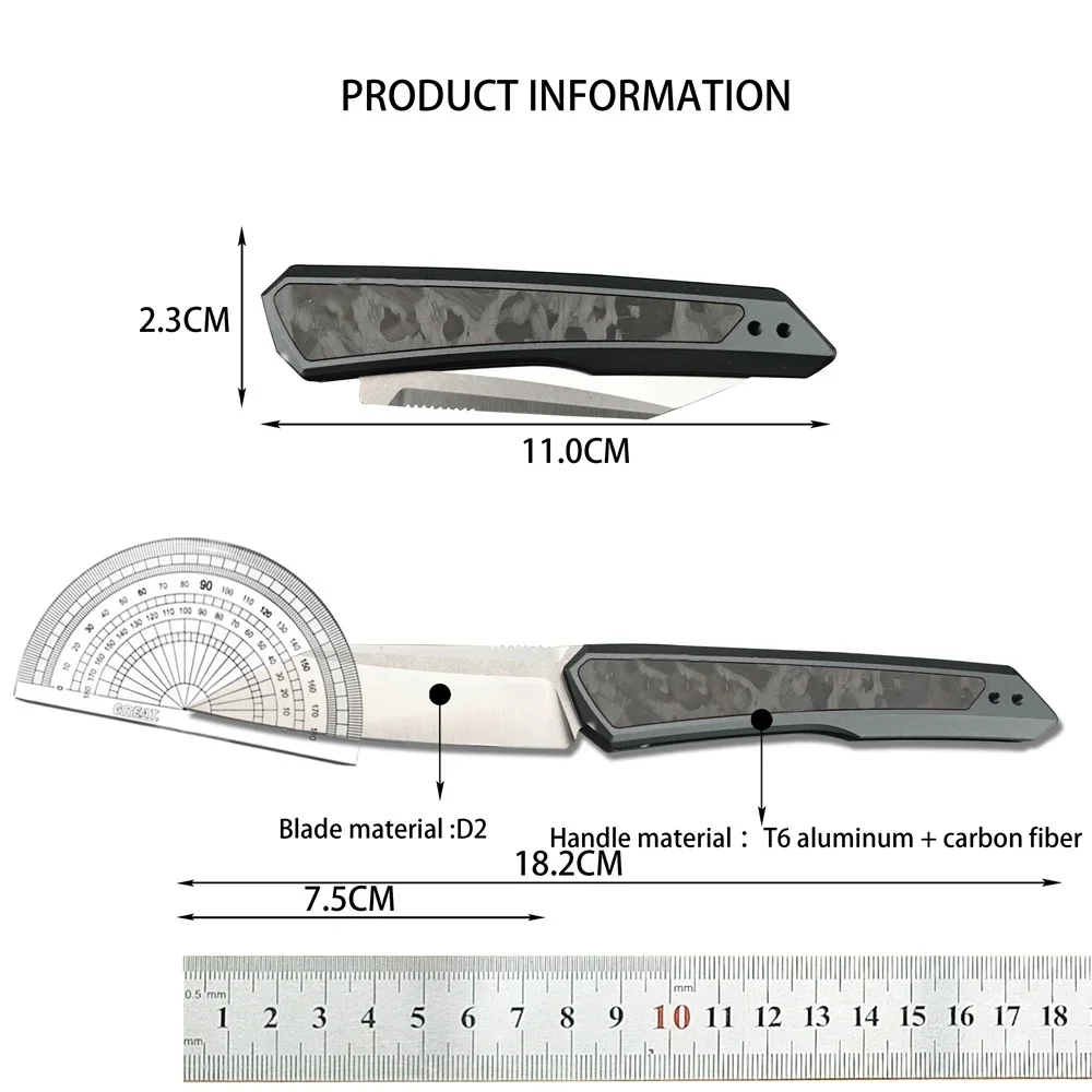 KS 7050 Launch 20 Folding Knife CPM-MagnaCut Reverse Blade Clear Anodized Aluminum Handles with Carbon Fiber Inlays Knife