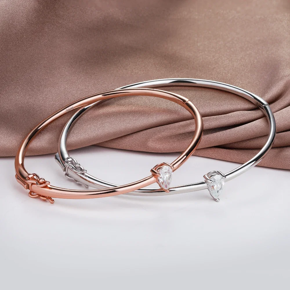 

1ct Pear D Moissanite Bangle for Women Men Gift Solid s925 Silver Sparkling Lab Diamond Bracelet Plated 18K Hand Chain Jewelry