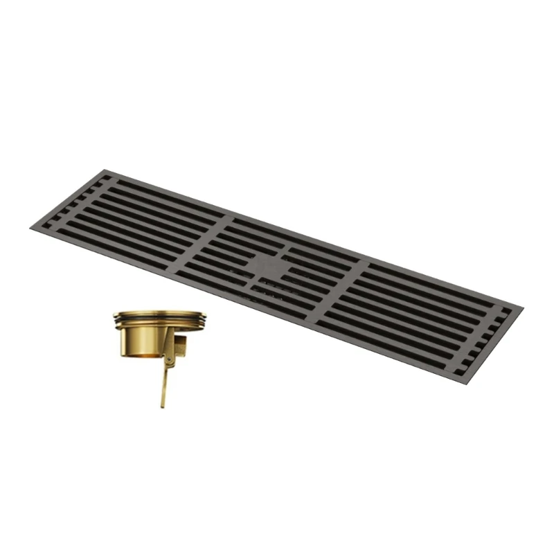 Elegante accessorio da bagno grigio antiodore con scarico a pavimento lungo per doccia