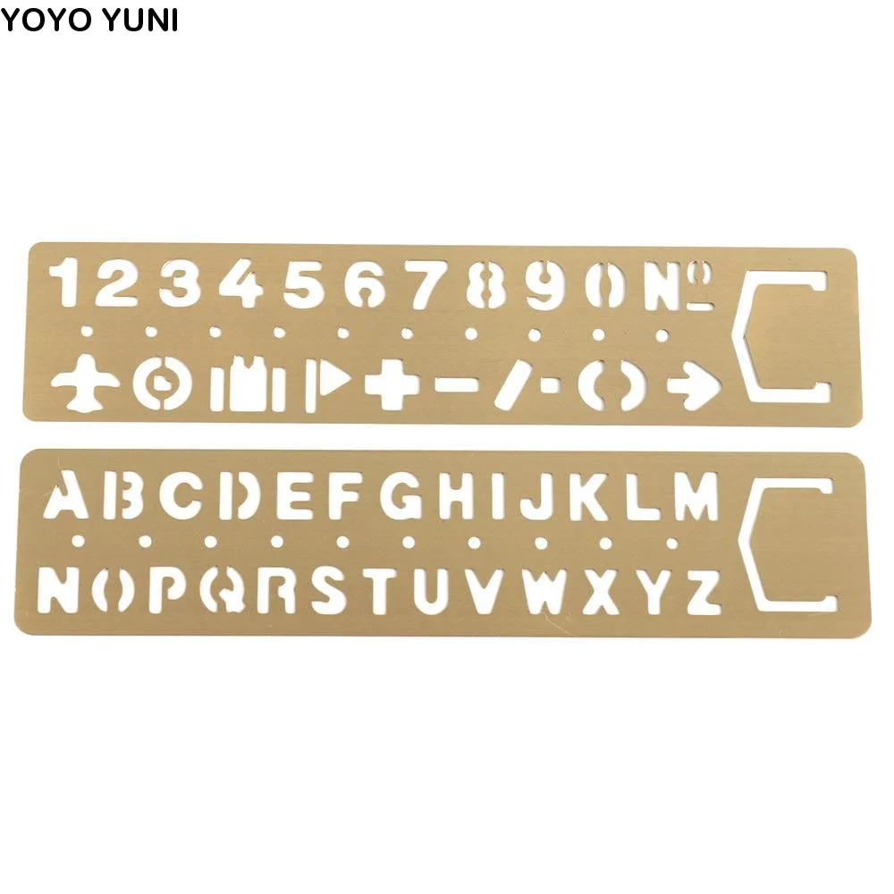 School Supplies Brass Ruler Bookmark Hollow Numbers Number Letter Bookmark Template Multifunction Metal Bookmark Student