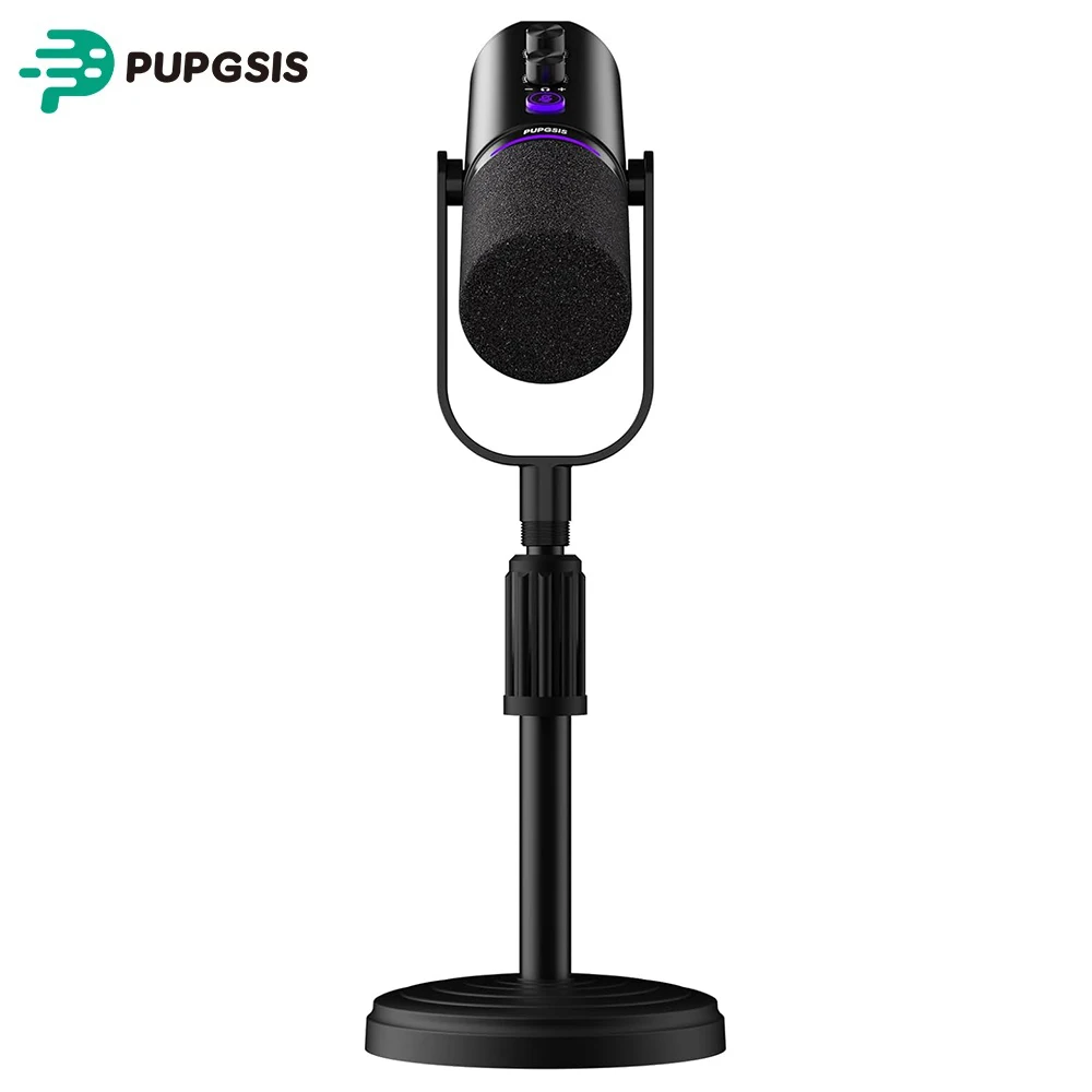 

PUPGSIS USB/XLR Podcasting Microphone for PC, Gaming Streaming Dynamic Mic with Mute Button, RGB, Desktop Stand,Computer Mic