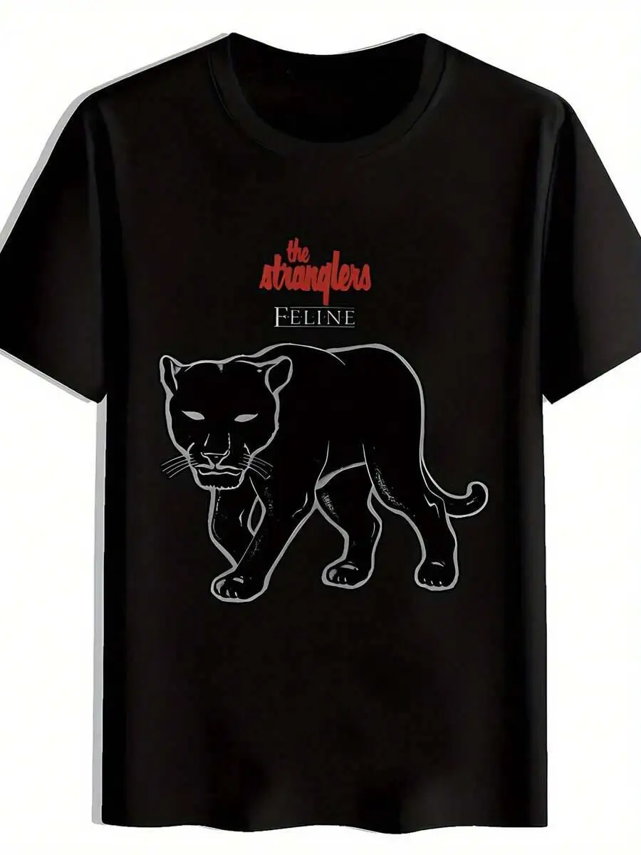 Real Man~Men's T-Shirt - Tee With "THE STUNGRID FELINE" Print, Round Neck, Regular Fit, Stylish Animal Design For Attire, Summer