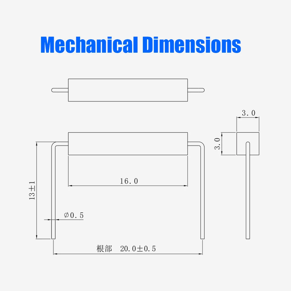 Interruttore Reed Beelee da 16 mm da 50 pezzi Reed magnetico normalmente chiuso per PCB