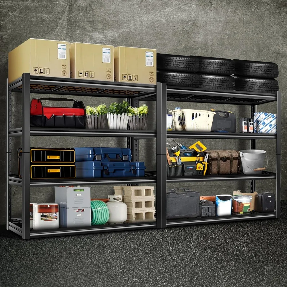 

Garage Shelving, Heavy Duty 4-Tier Industrial Metal Shelving Units with Adjustable Shelf, Steel Utility Shelves