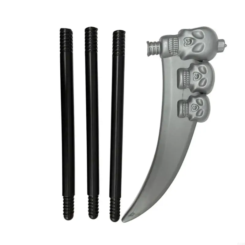 Grim Reapers Scythe อาวุธปลอม Skull Faux Scythe Blade Sickles ของเล่นสำหรับแกล้งทำเป็น 6XDA