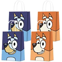 6pcs Bluey Gift Bag Anime Blue Dog Bingo Kids Birthday Party Decoration Paper Biscuit Candy Packaging Gift Party Supplies