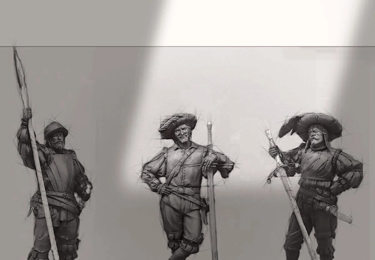 

75MM resin unpainted model kit, European hipsters (3 people) unfinished and unpainted GK, )