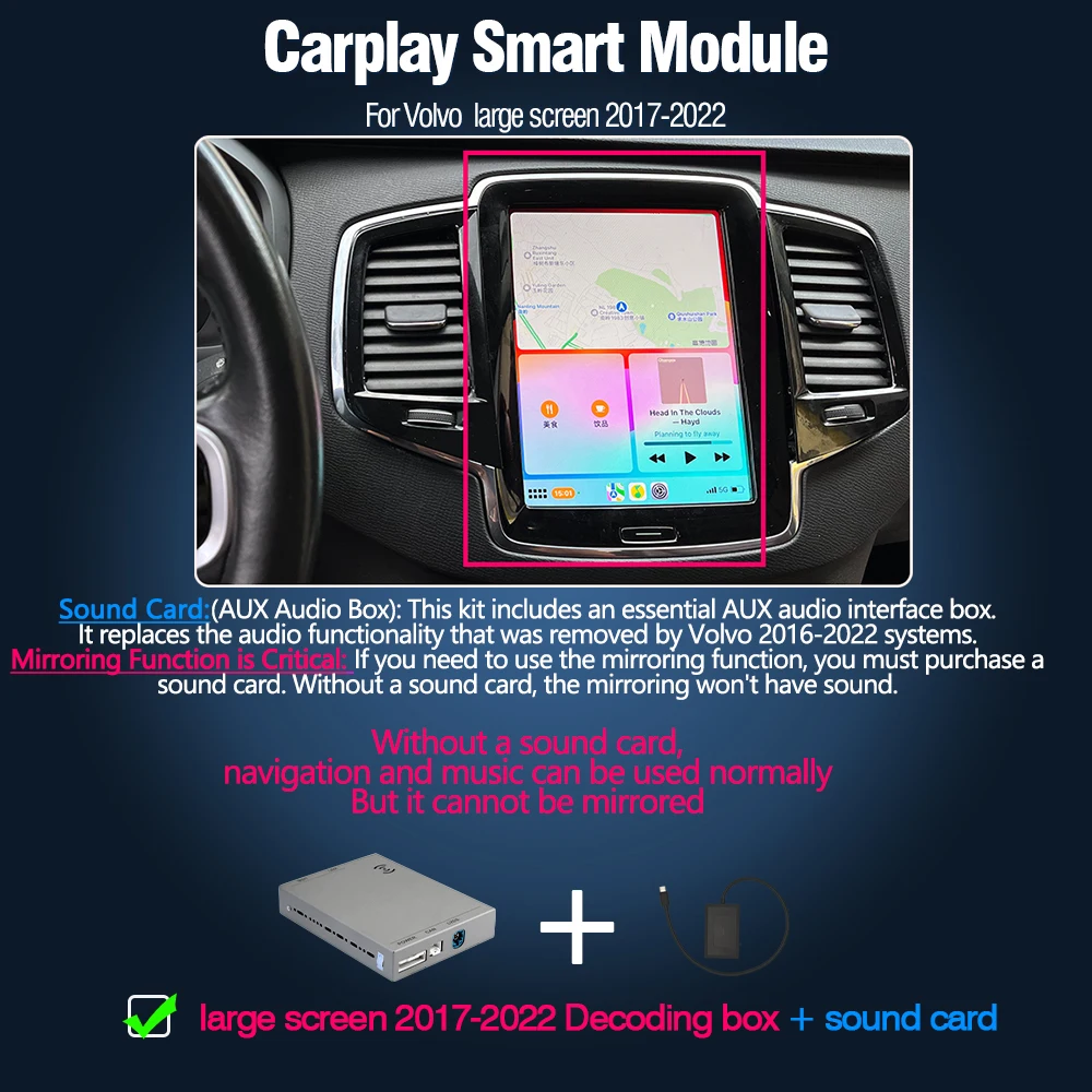 AUTOTOP Draadloze CarPlay Android Auto Upgrade Decoder voor Volvo V60 V90 S60 XC40 XC60 XC90 S90 2017-2022 Volledig Scherm Automodule