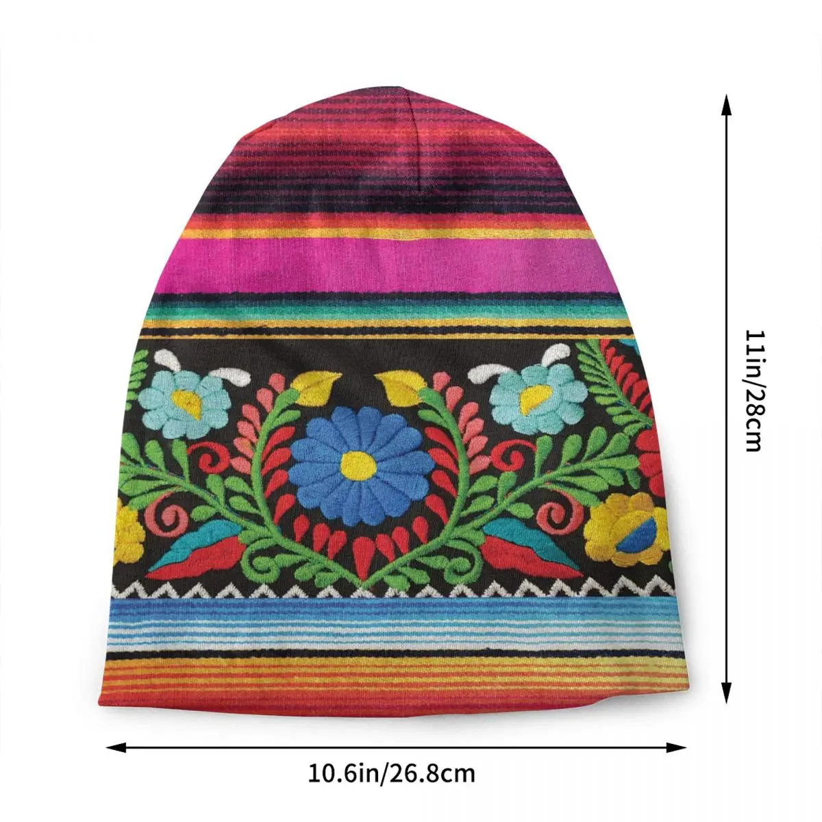 Custom Mexican Flower Skullies Beanies Caps Unisex Winter Warm Knitting Hat Women Men Cool Adult Bonnet Hats Outdoor Ski Cap