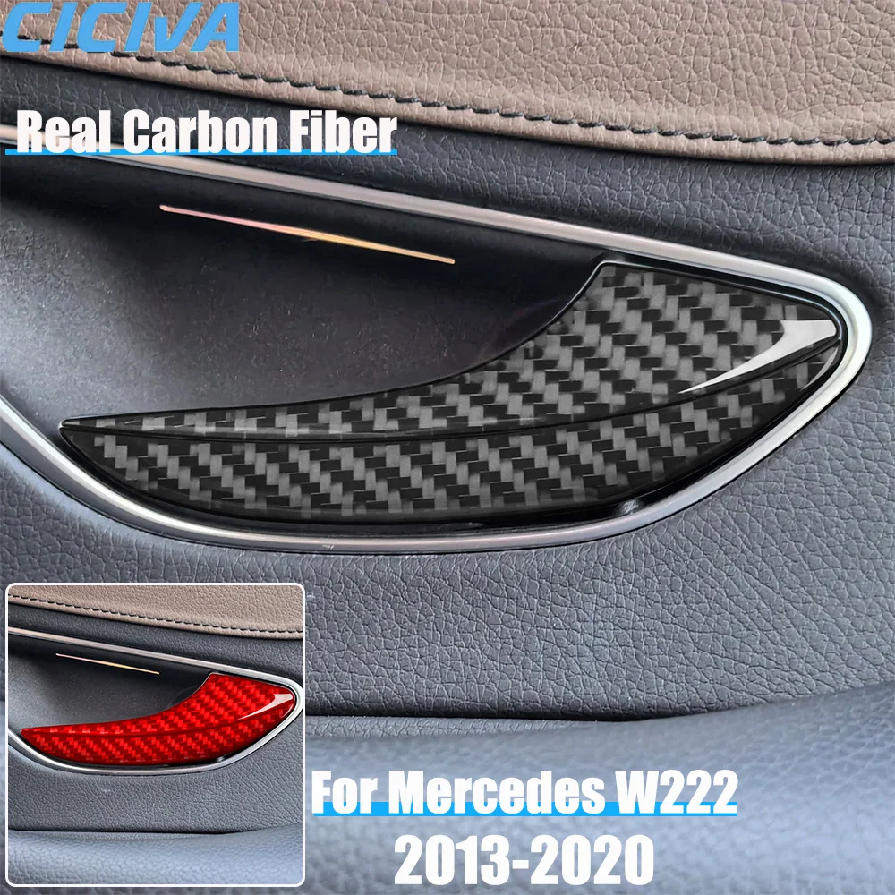 Real Carbon Fiber Car Accessories Door Handle Trim Cover Sticker For Mercedes Benz W222 S-Class/Maybach 13 14 15 16 17 18 19 20