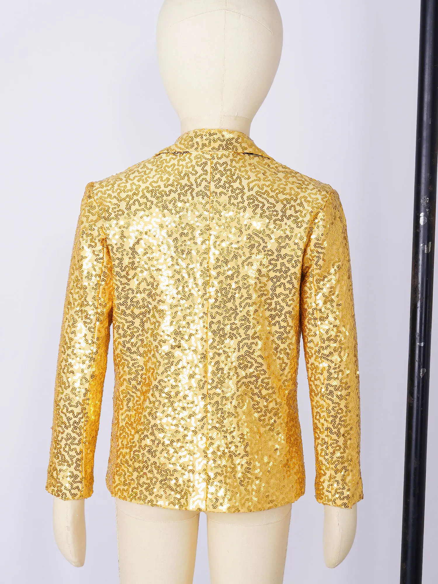 Traje Formal para niño, esmoquin de lentejuelas brillantes doradas de Hip Hop con solapa, chaqueta, abrigo, Blazer, fiesta de banquete de boda, 2023