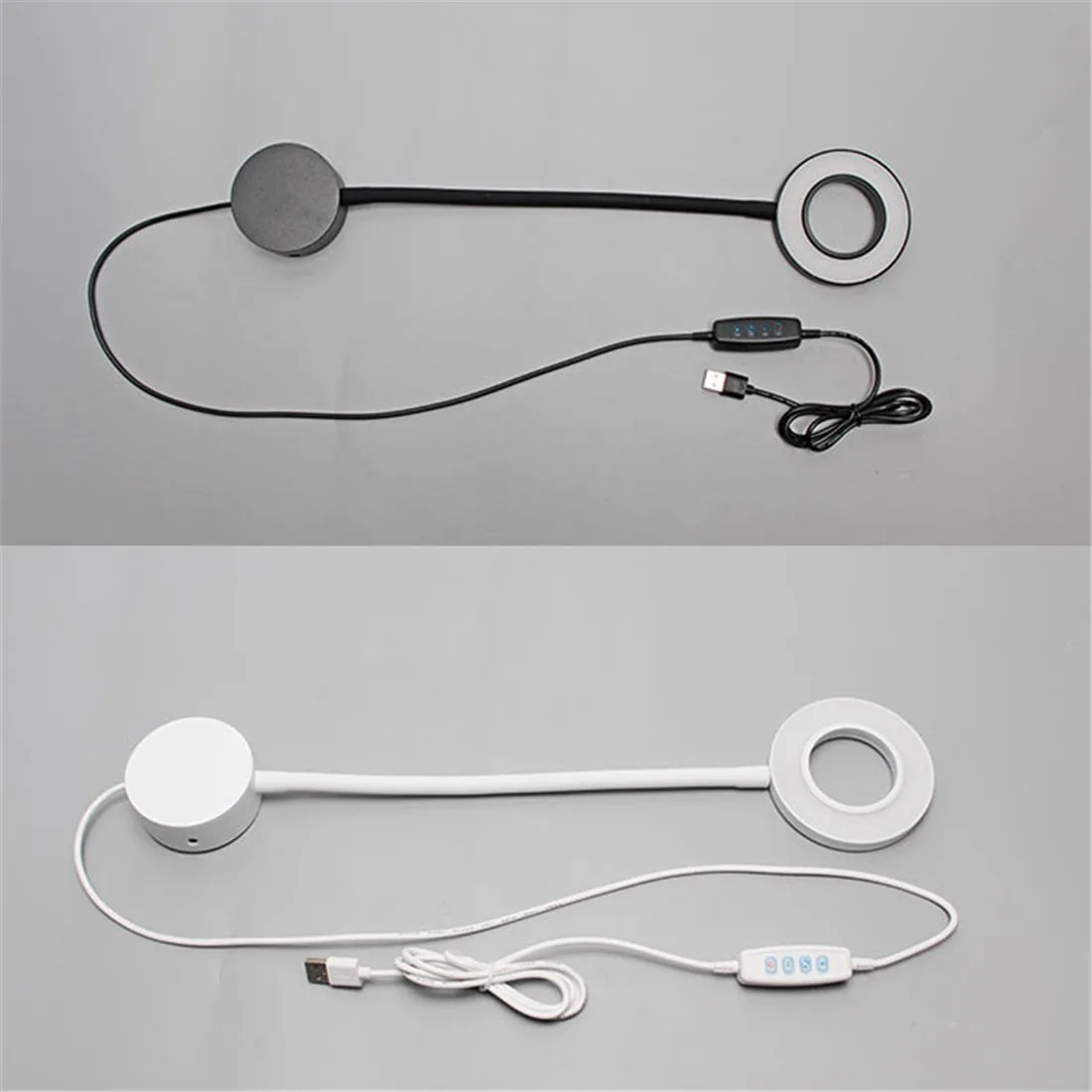 5W 10 Brightness and 3 Color Dimmable LED Reading Light USB Powered LED Ring Light for Bedside Reading Makeup Meeting Webcam