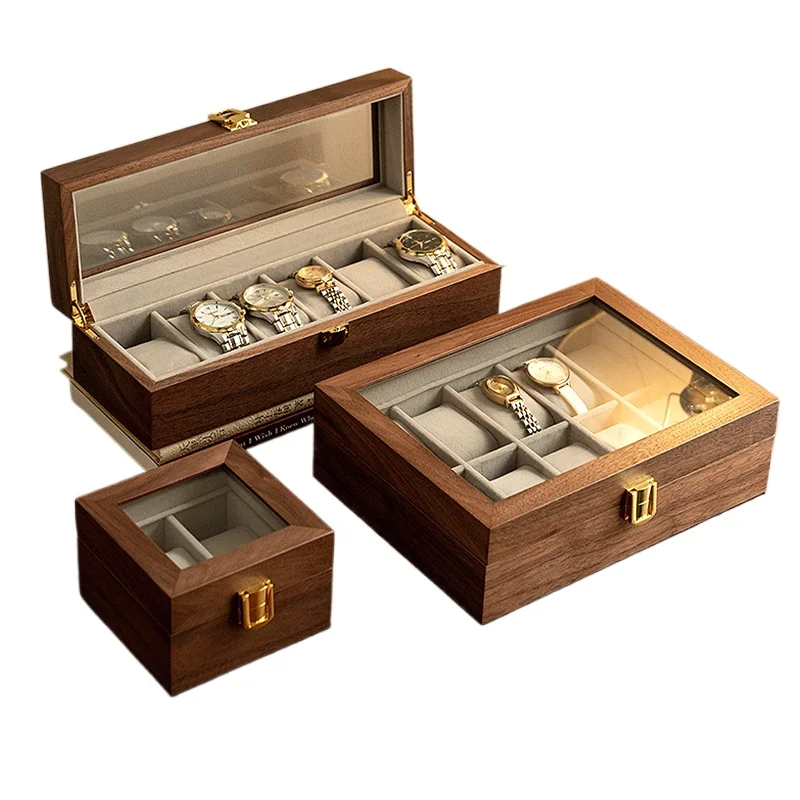 

Wooden watch storage box Home watch collection bracelet Jewelry display 6-digit dust box High-end birthday gift