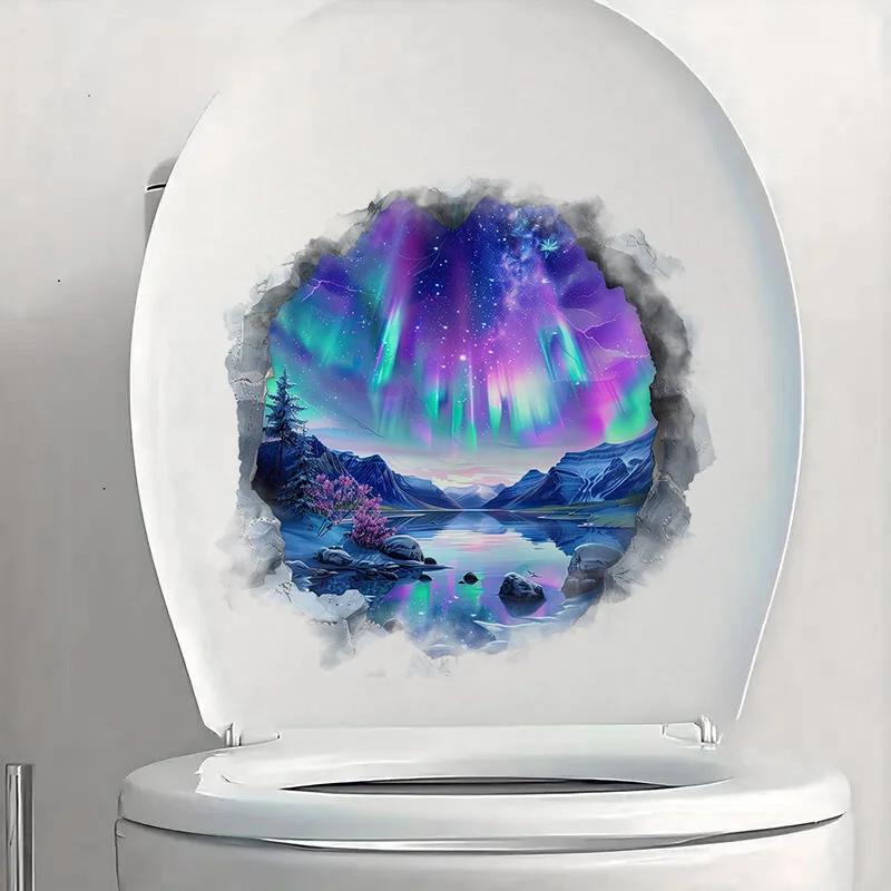 

90800# Northern Lights Toilet Stickers, Bright Wall for Home, Cabinet, Door,Decoration, Vinyl Car Decals, Outdoor Indoor Use