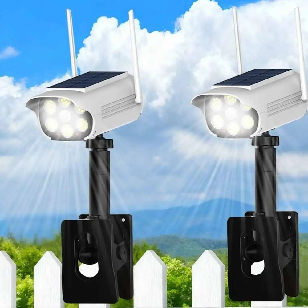 

Двунаправленный солнечный светильник с датчиком движения 360° ° Регулируемый беспроводной уличный светильник-имитация камеры видеонаблюдения с 3 режимами