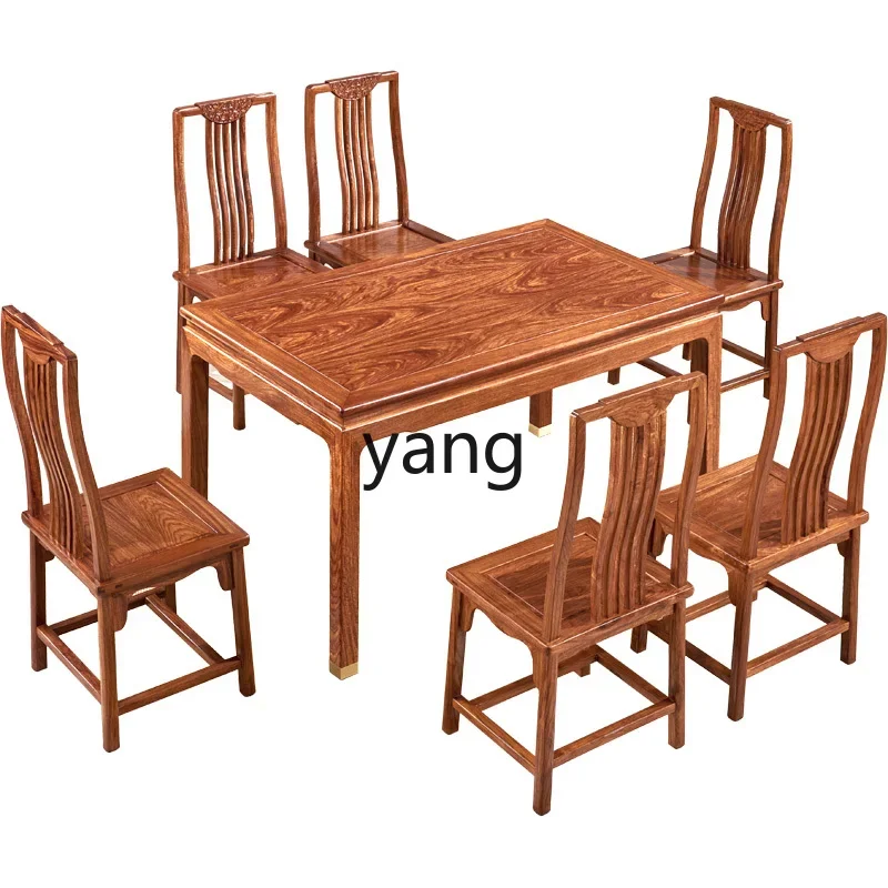 

lmm mahogany rectangular dining table and chair combination simple household all solid wood dining table