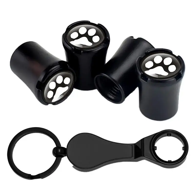 Tire Stem Valve Caps Leakproof Car Wheel Valve Covers With Cat/Dog Paw Printed Dog Paw Tire Caps Rust Resistant Leak-Proof