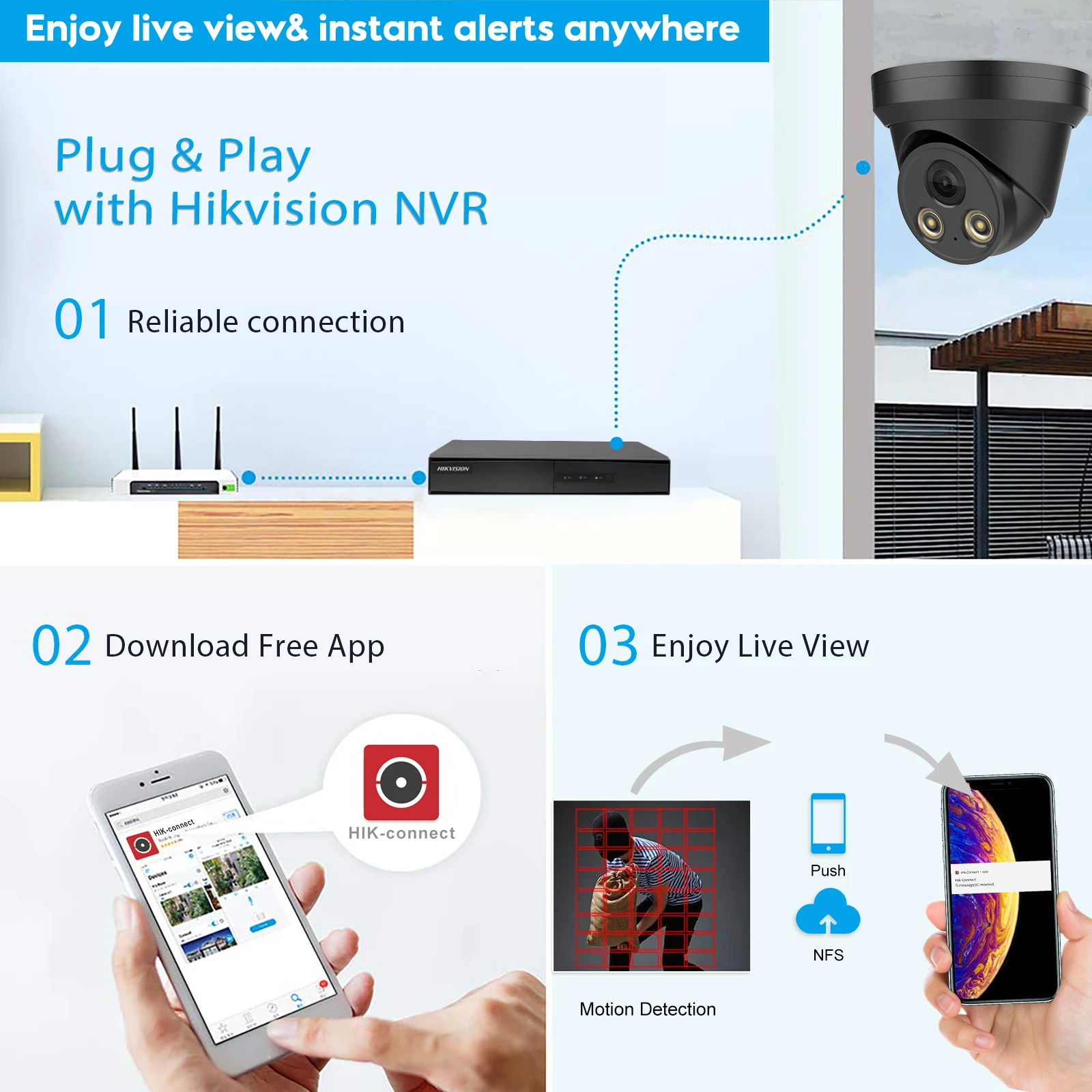 Hikvision-Caméra de sécurité domestique CCTV, Compatible TurnVu, Noir, 5MP, avant, POE, IP, 8MP, 30m, H.disparates, P2P, Plug & Play, IPC