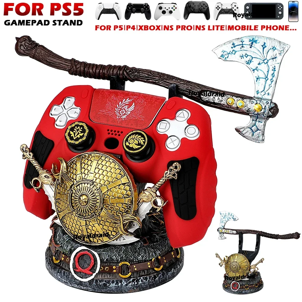 Controller Storage Bracket God War Game Controller Stand for PS4/PS5/Switch Universal Desktop Display Stand Mobile Phone Holder