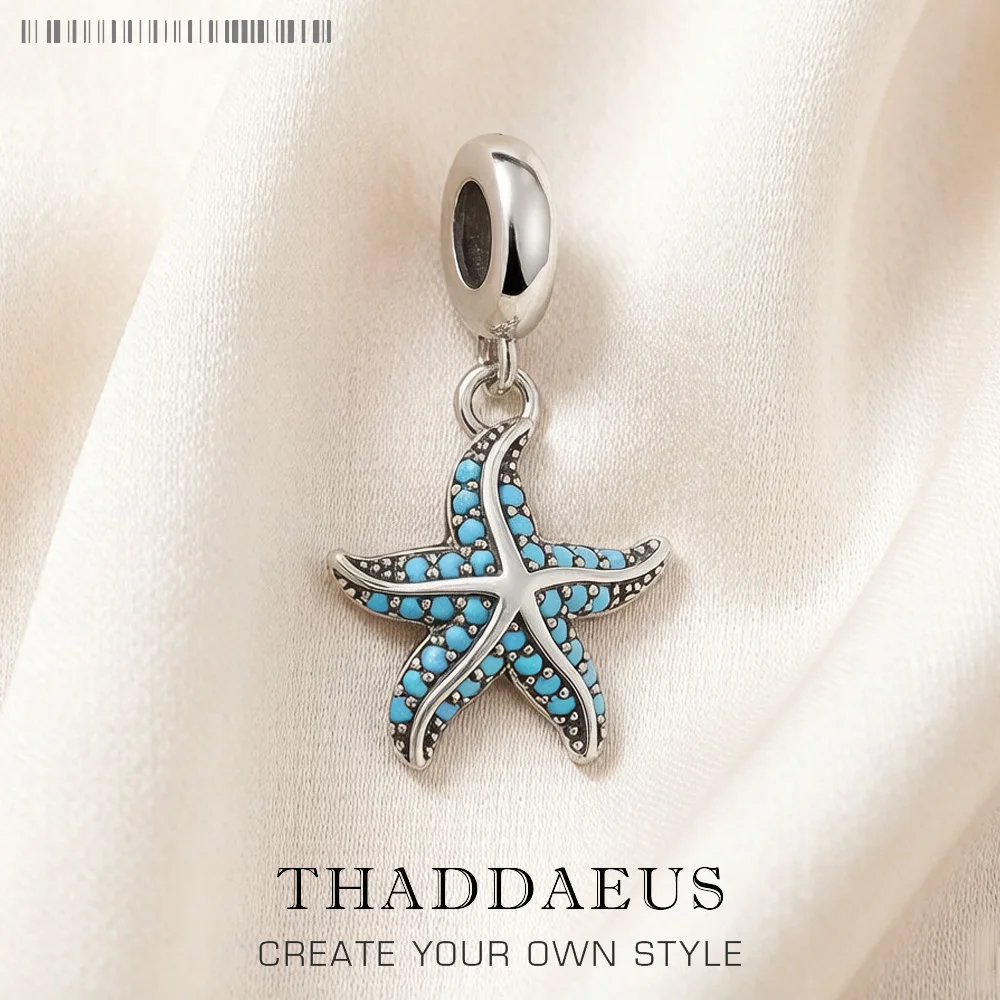 Golden Starfish Pendant Charm For Women Men 925 Sterling Silver Ocean Gift Jewelry