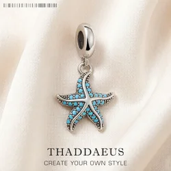 Golden Starfish Pendant Charm For Women Men 925 Sterling Silver Ocean Gift Jewelry